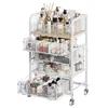 Rolling Makeup Cart Organizer with 4 Drawers, Floor Skincare Organizers with Wheels, Cosmetics Display Cases, 1