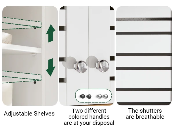 SoBuy BZR44-W Badezimmer Badschrank Aufbewahrungsschrank Badezimmerschrank mit 3 Fächern und Lamellentür Küchenschrank Badmöbel – Detail 3