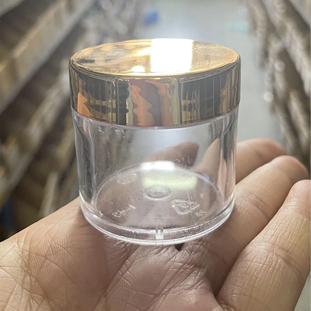 아크릴 파우더 빈 병 1OZ, 골드, 실버, 블랙, 화이트 뚜껑 20, 50, 100 개, 둥근 투명 병, 뚜껑이 있는 빈 플라스틱 메이크업 용기 *-H5