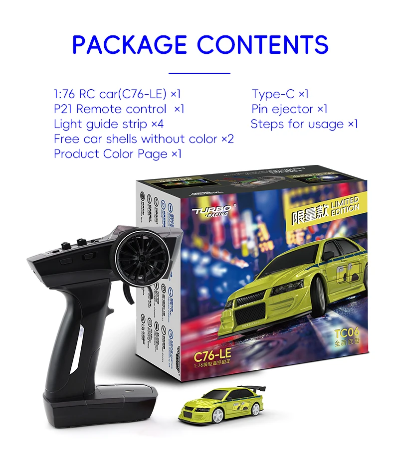 Turbo Racing 1/76 C76 Flat Running Racing Mini RC Car RTR On-road