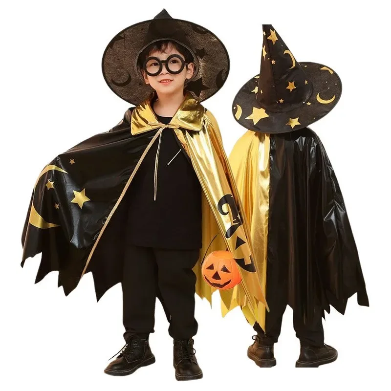 Cosplay Costume Cosplay Unisex Girl Kids Wizard Costume Cloak Hat Set
