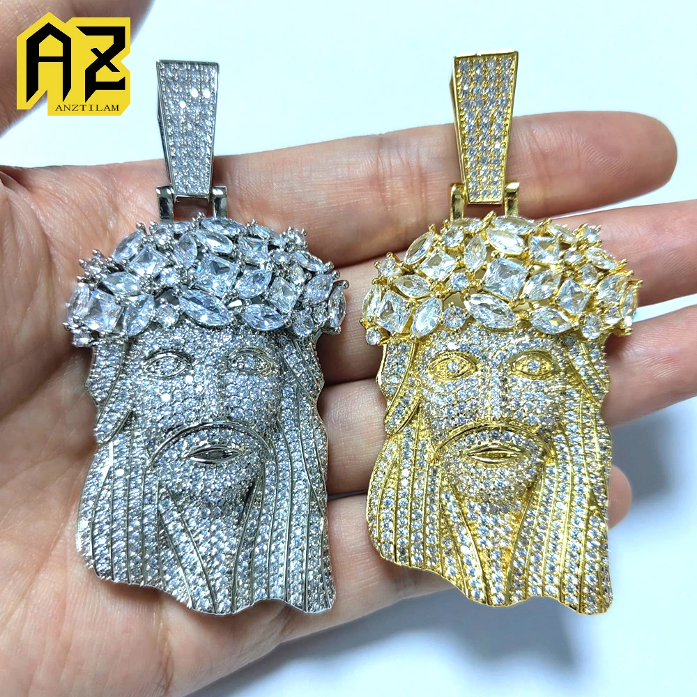 

Top Quality Jesus Pendant with Square Iced out Cuban Chain Necklaces For Men Women Bling Zircon Necklace Hip Hop Jewelry