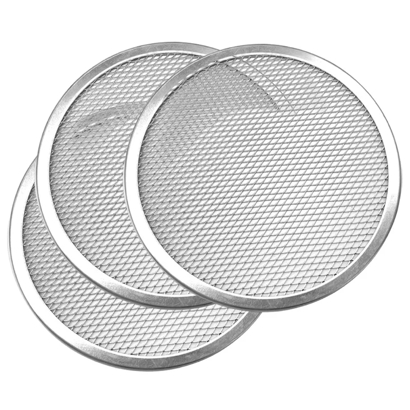 3Pcs Pizza Screen 12 Inch Restaurant-Grade Pizza Rack With Seamless Edge Round Baking Pan Baking Tool