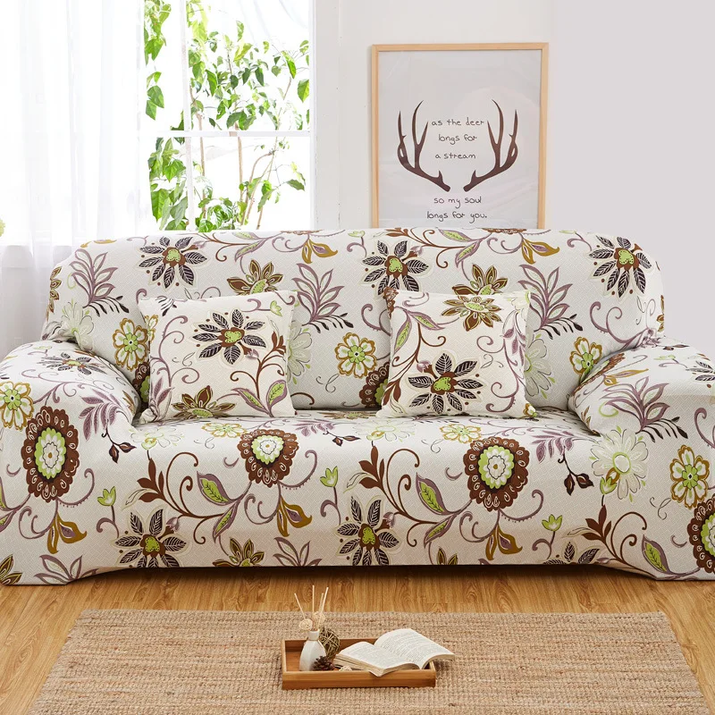 Elegant Floral Sofa Cover – Stretchable Slipcover for Home and Office Decor
