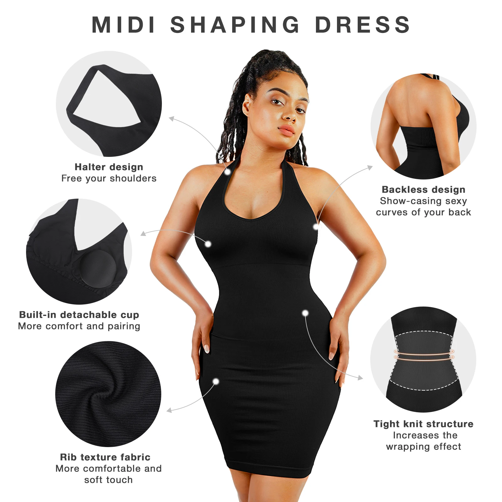 Women Seamless Waist Control Deep V-neck Halter Shaper Dress Shaping Dress  Fajas Colombianas Slimming Shaper - AliExpress