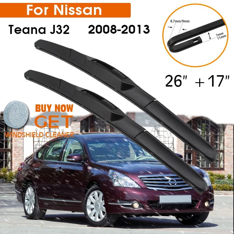 

Автомобильный стеклоочиститель для Nissan Teana J32 2008-2013 лобовое стекло резиновый силиконовый запасной передний стеклоочиститель 26 "+ 17" LHD RHD аксе...