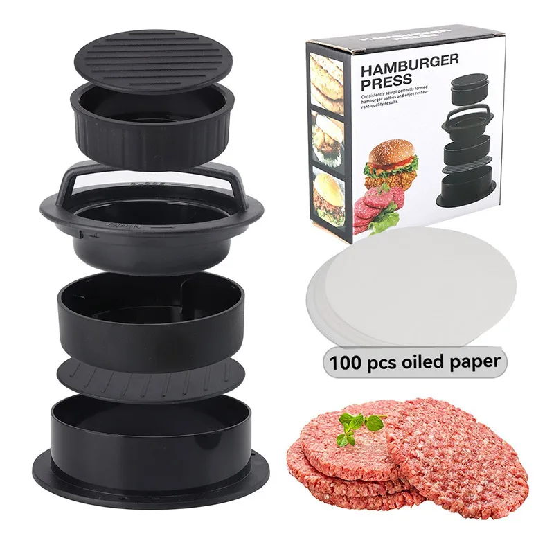 Hamburger Patty Press 3-in-1 Manual Hamburger Patty Press Maker Round Beef Grill Burger Press Patty Meatballs Maker Device Kitchen Gadgets Utensils hamburger patty press