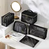 Travel Cosmetic Bag Transparent Mesh Pouch Double Layer Makeup Handbag Women'S Portable Travel Bag Toiletries Kit Organizer 2