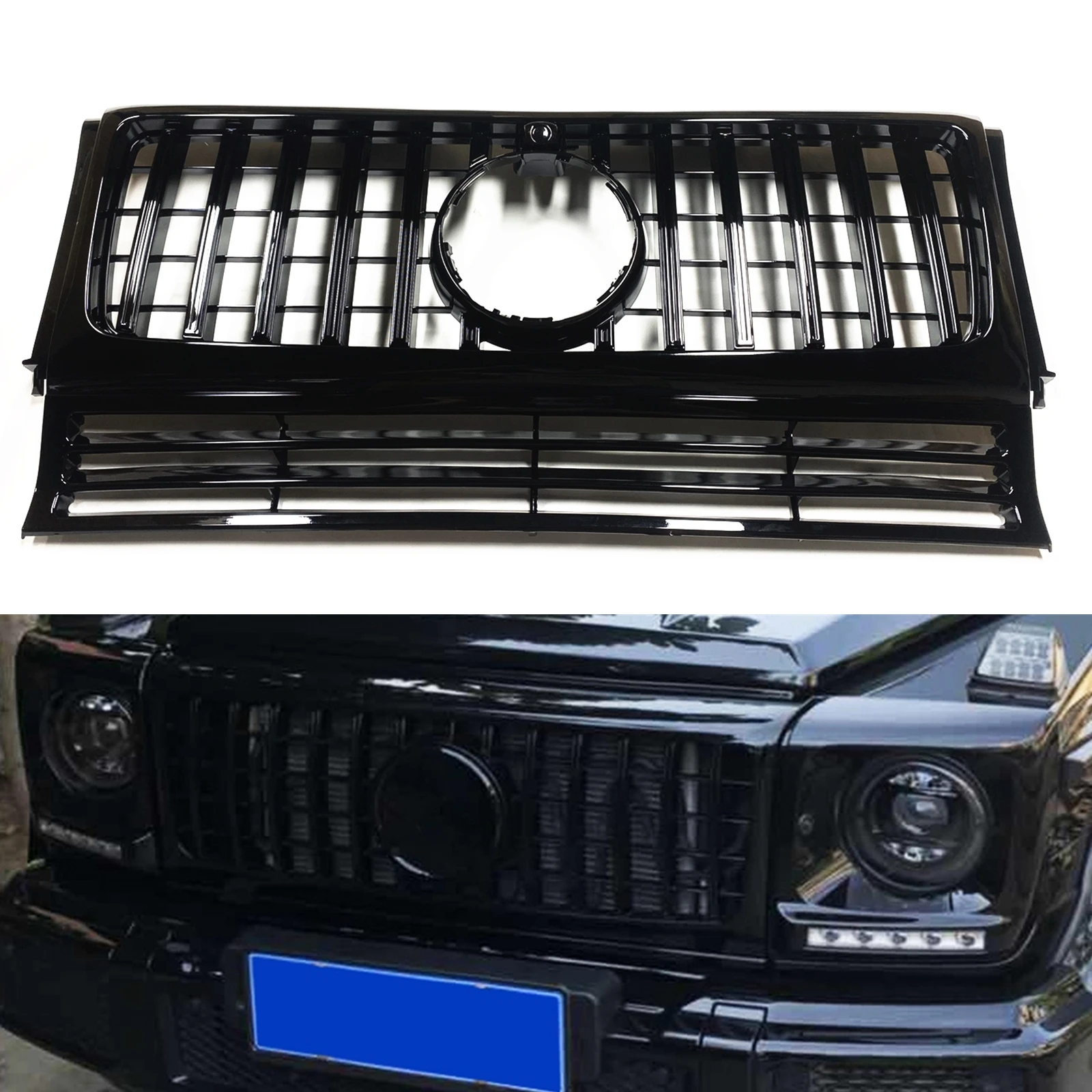 

Upper Grille For Mercedes Benz G Class W463 1990-2018 G500 G550 G65 G55 G63 AMG GT Black/Silver Front Bumper Hood Mesh Grill