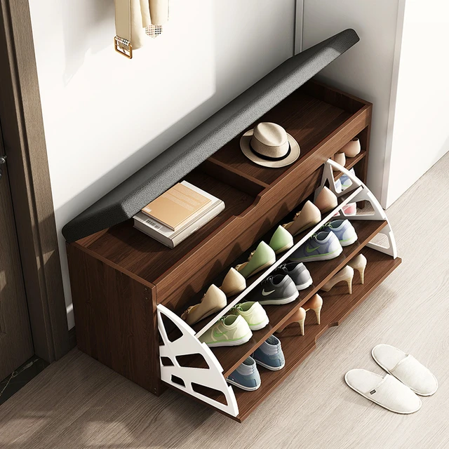 Nordic Wooden Shoe Cabinets Modern Design Spaace Saaving Organizer Shoe  Rack Bench With Storage Zapatera Home Furniture - Shoe Cabinets - AliExpress