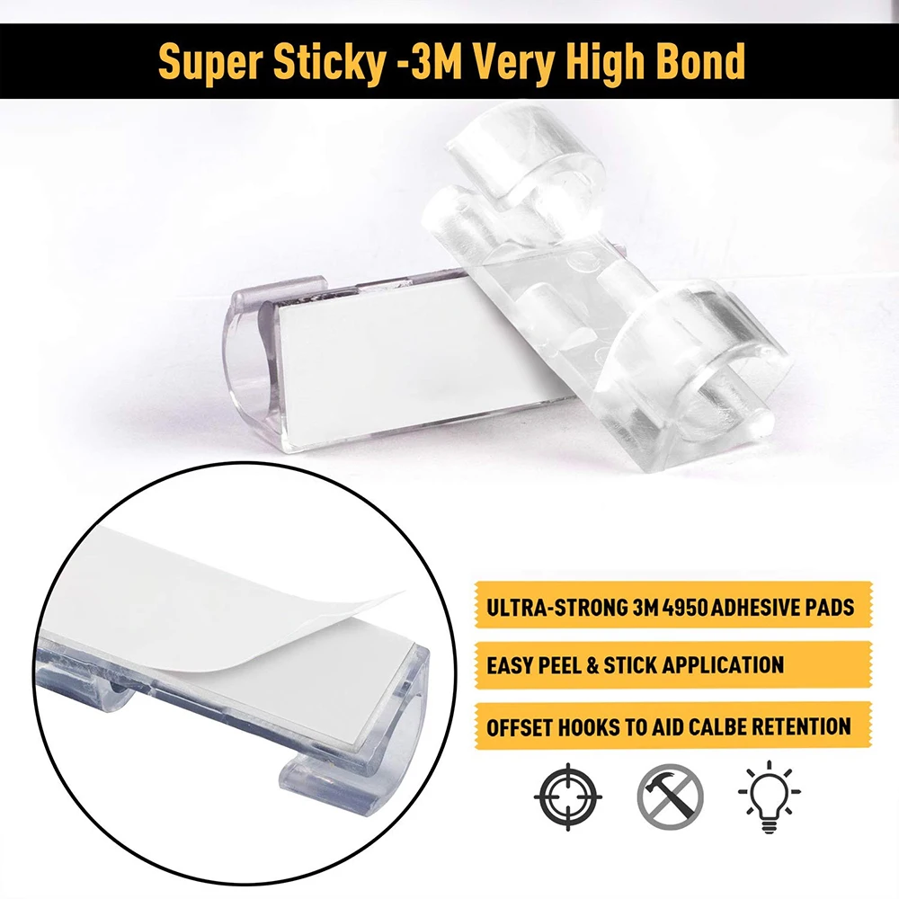 100/10pcs Cable Organizer Clips Transparent Self-Adhesive Wire Management Home Desk Office Kitchen Wire Clamp Manager cable organizer cable clip cable clamp