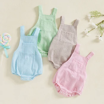 Newborn Baby Boy Girl Cotton Romper Jumpsuit Stripe Sleeveless Outfit Casual Clothes Summer Baby Boy Girl Kids Clothing
