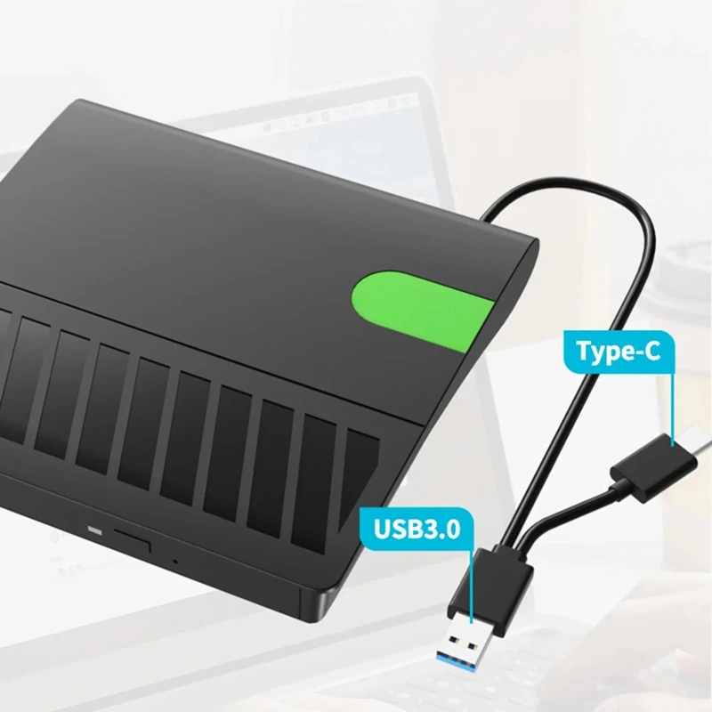 USB 3.0 C타입 슬림 외장 DVD RW CD 라이터 드라이브, 버너 리더 플레이어, 노트북 PC DVD 버너용 광학 드라이브