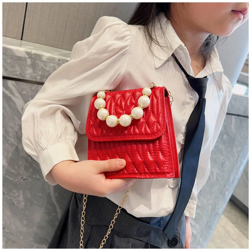 Free Ship Kids Purse Bag Mini Crossbody Bags Pearl Pattern Girls Children's Handbag Shoulder Pink Baby Bag Female Messenger Bag insert bag organizer makeup small mini handbag purse organizers travel inner bags storage for loewe puzzle felt cloth