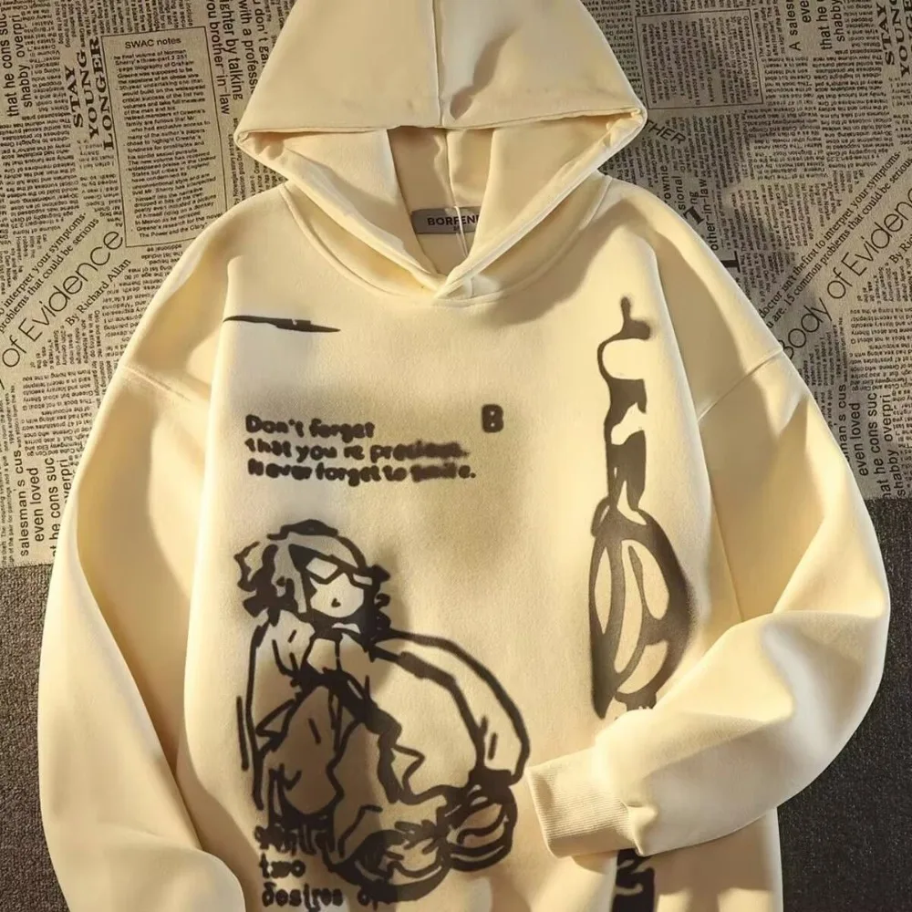 

Black Comics Anime Boy Funny Graphic Hoodie Sweatshirt Men Women Hip Hop Oversized Casual Pullover Goth Y2K Streetwear Harajuku