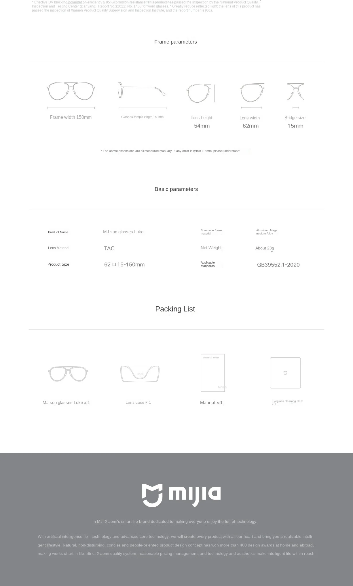 Gadgetoo Xiaomi Mijia Luke Sunglasses - Grey