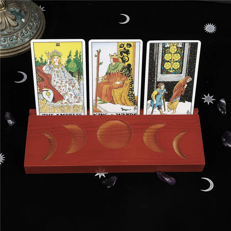 

Oracle Tarot Cards Stand Pentagram Table Wood Candle Holder Props Photocards Base divination altar wicca supplies moon phases