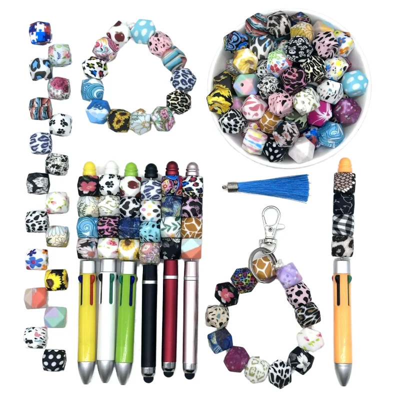 Colorful Hexagon Silicone Beads for DIY Crafts and Decorations (10/20pcs, 14mm)