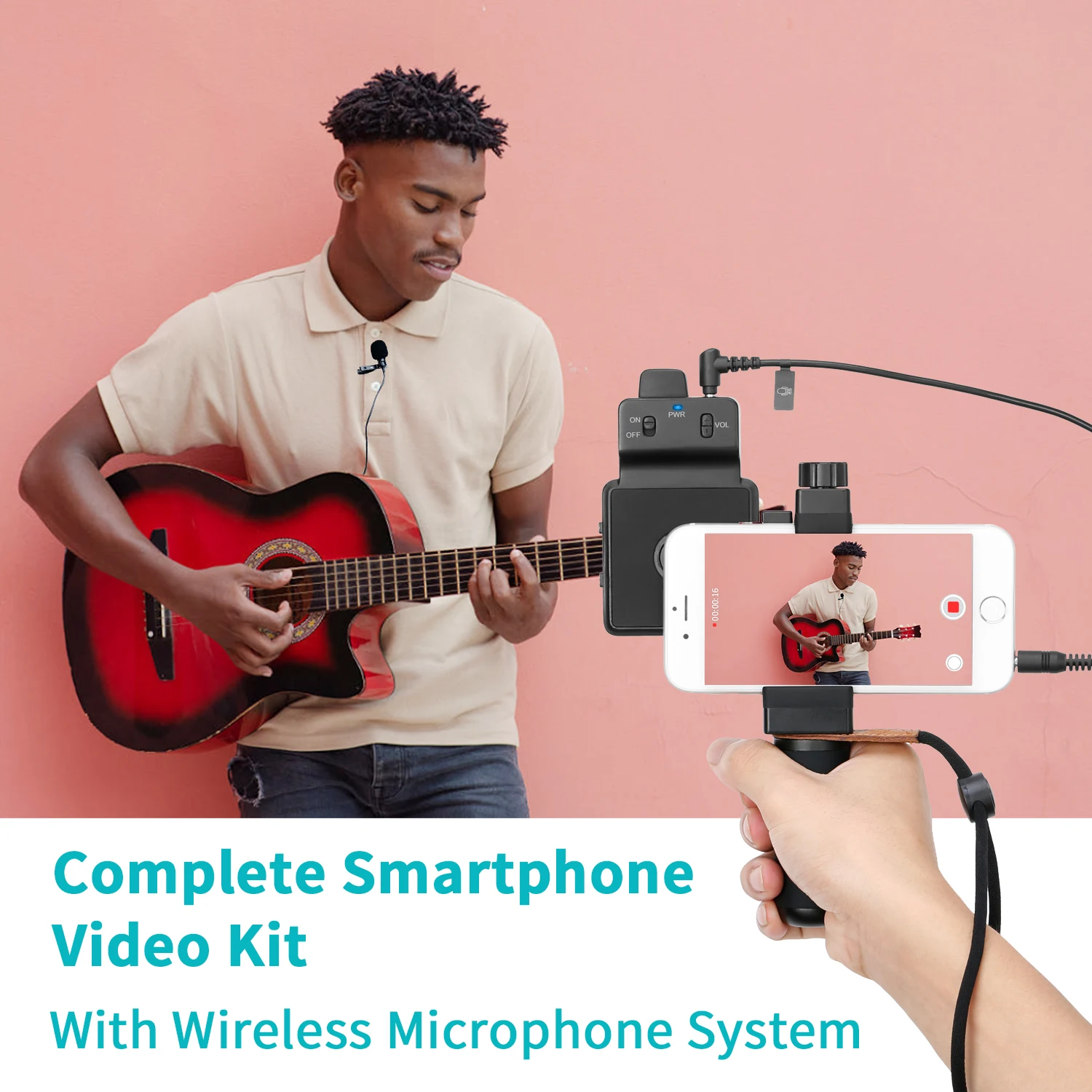 BOYA SmartCine W Wireless Lavalier Lapel Microphone Smartphone Video Kit with Phone Rig for iPhone Android YouTube Recording