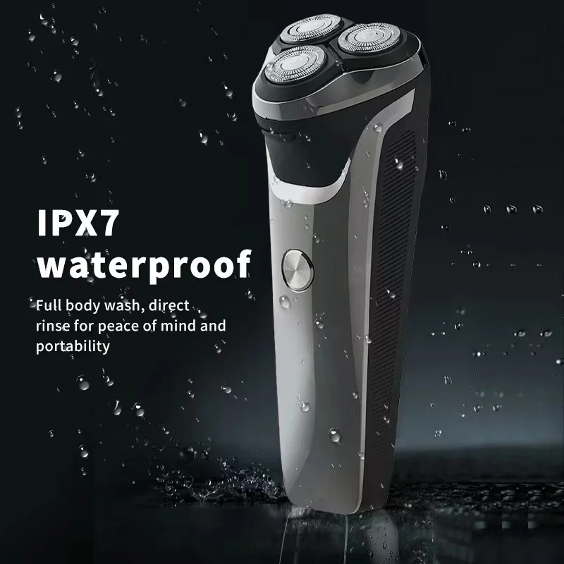 WAIKIL Men's New Razor Home Waterproof Water Wash Electric Razor USB Charging Digital Display Trimmer Three Blade Beard Trimmer 3