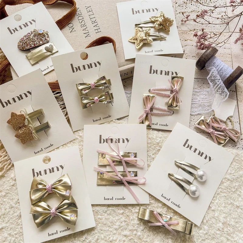 Korean Style New Sweet Golden Children Hairpin Cute Bow Girls Versatile Hair Accessories Baby Hair Clips Parent-child Headwear 6