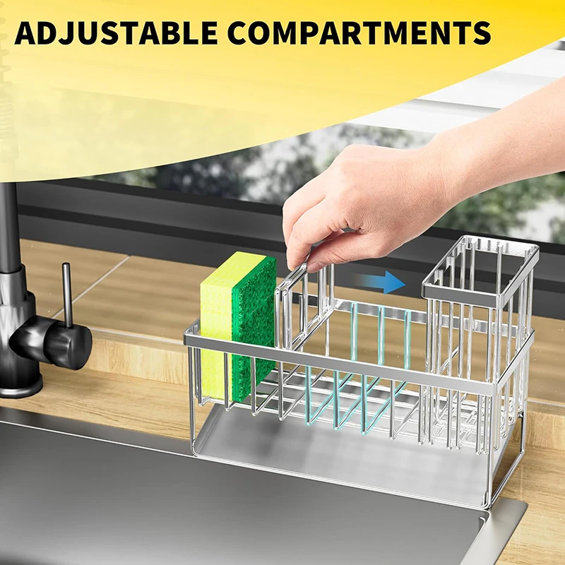 Sink Caddy Sponge Holder Sink Basket Brush Holder Dish Cloth Hanger Soap Rack Sink Stopper Holder Sponge for Kitchen 4