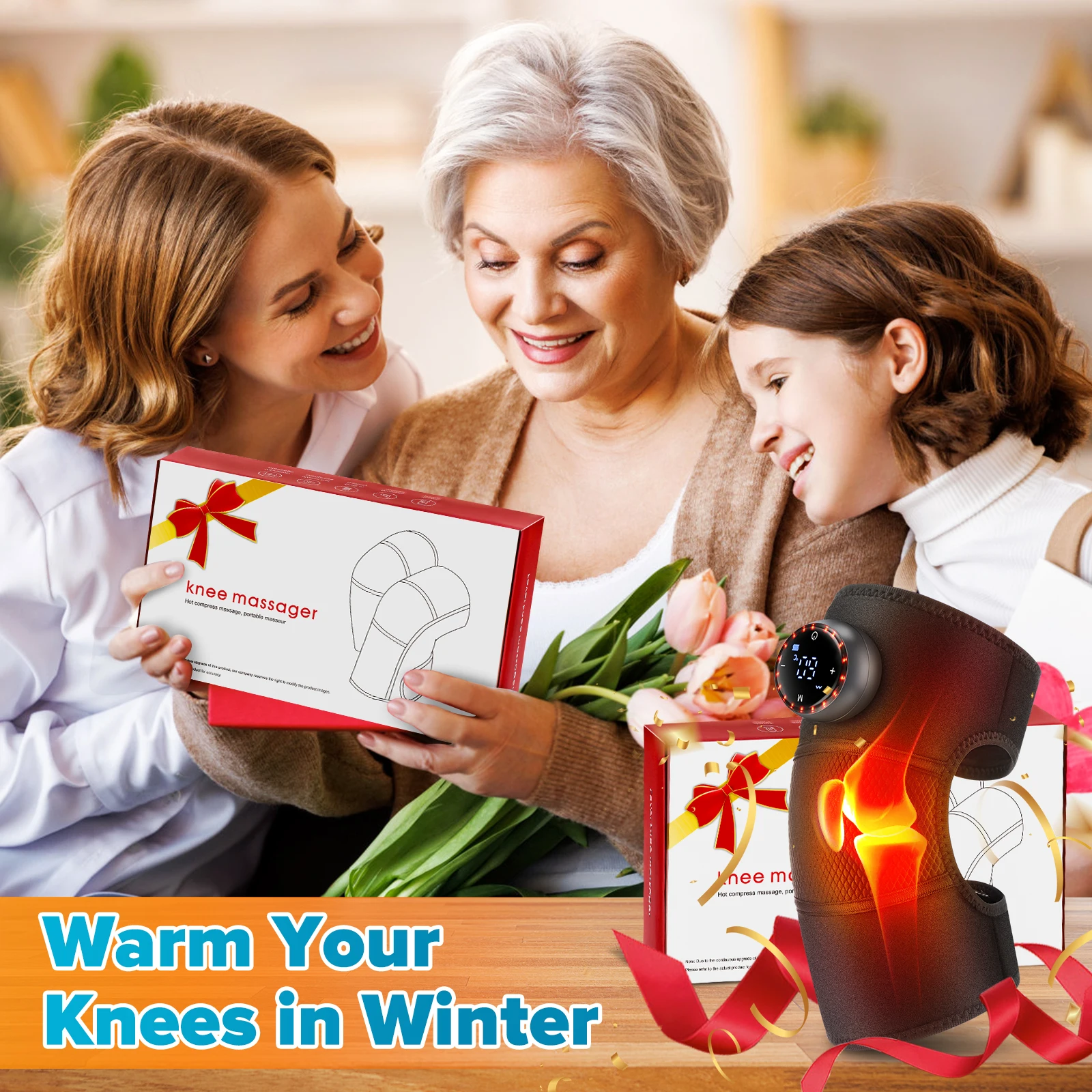 5 Modes Wireless Thermal Knee Massager Shoulder Knee Elbow Heating Compress Vibration Massage Support Brace Belt