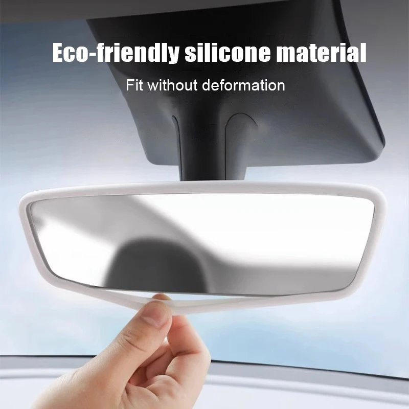Silicone Rear View Mirror Protector Frame For Model 3 Y S X Center Console Accessories Interior Rearview Cover Rubber Case
