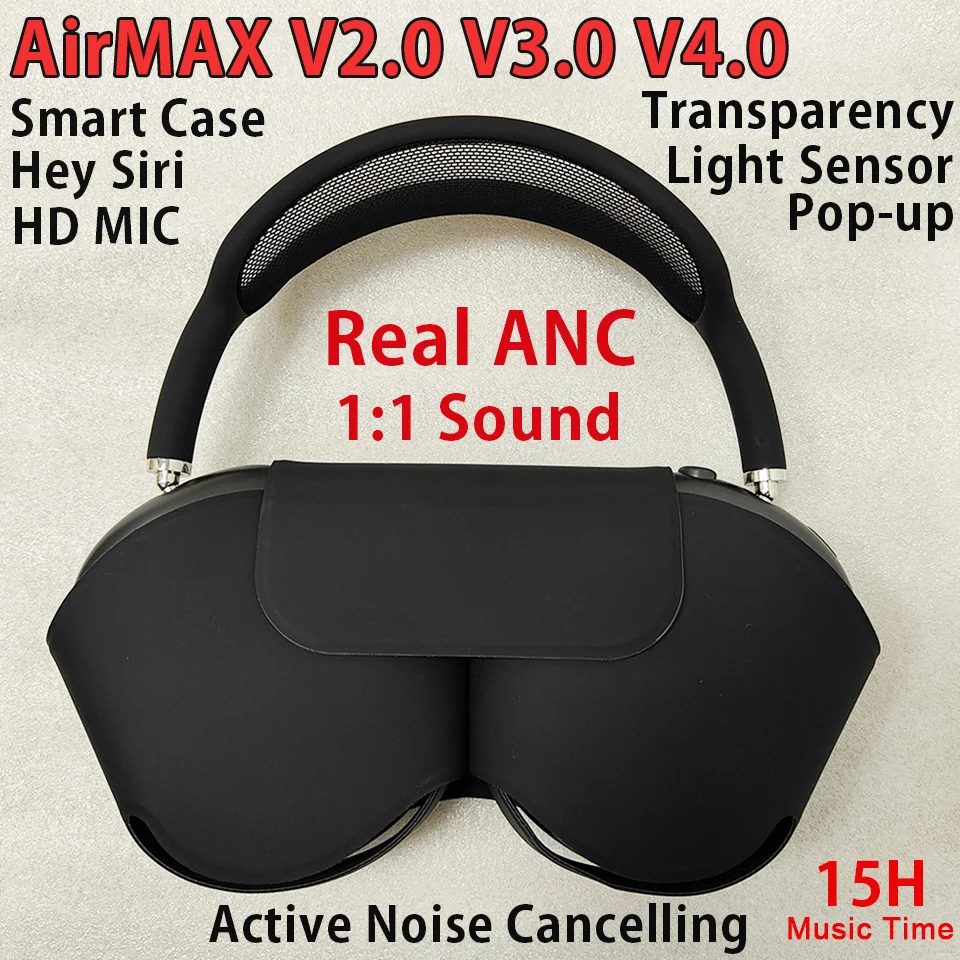 Best Vesion AirMAX V4.0 V3.0 V2.0 TWS ANC Headphones AIR4 Air MAX Active Noise Cancelling Headset Trasparency With Smart Cases |