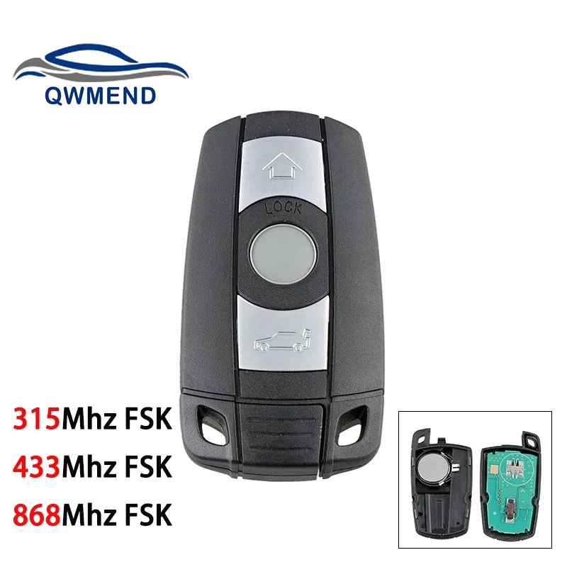 

QWMEND для BMW ключ 868/433/315 МГц FSK смарт-ключ для BMW 1/3/5/7 серии CAS3 X5 X6 Z4 автомобильный пульт дистанционного управления 3 кнопки