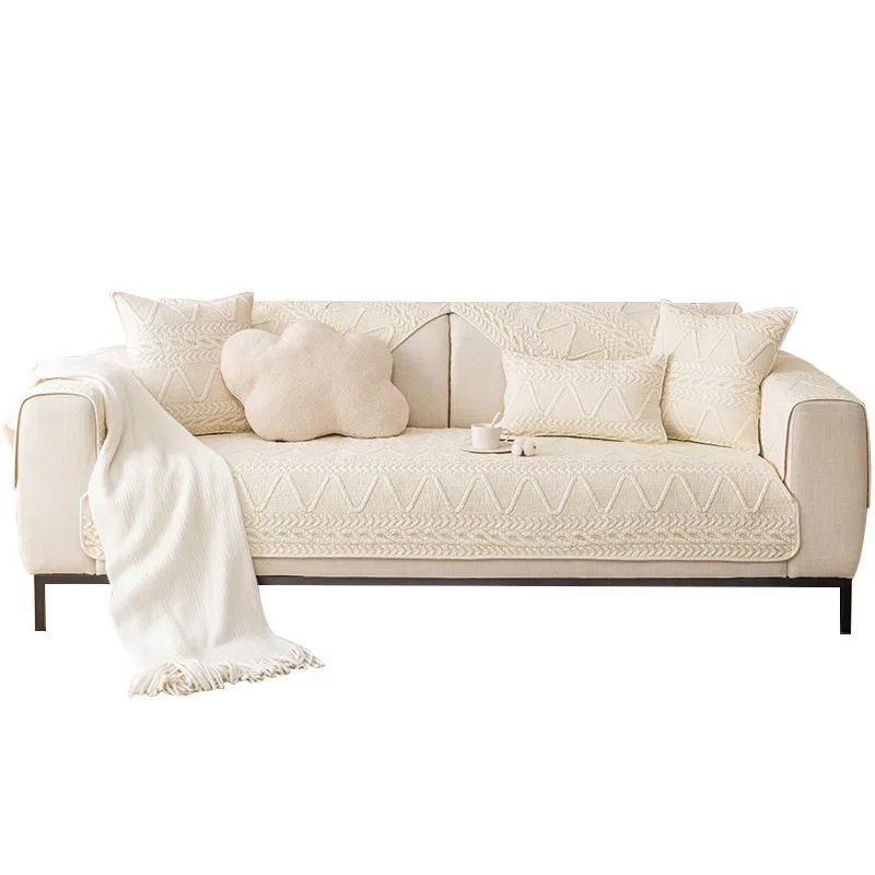 Washed Cotton Sofa Cushion Modern Seat Cushion Non-slip Jacquard Sofa Cover Homestay Four Seasons Universal Cover Cloth Towel 4