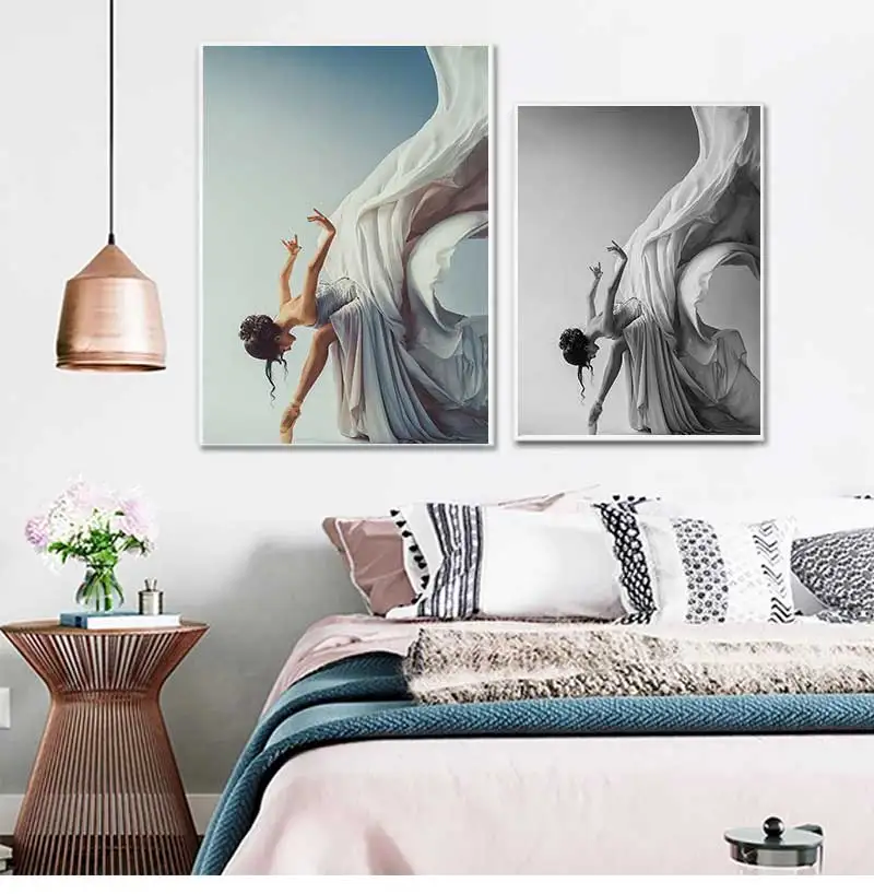 Painting Poster and Print Figure Art Wall Black n White Pictures for Living Room Bedroom Aisle Modern Ballet Dancing Girl Canvas