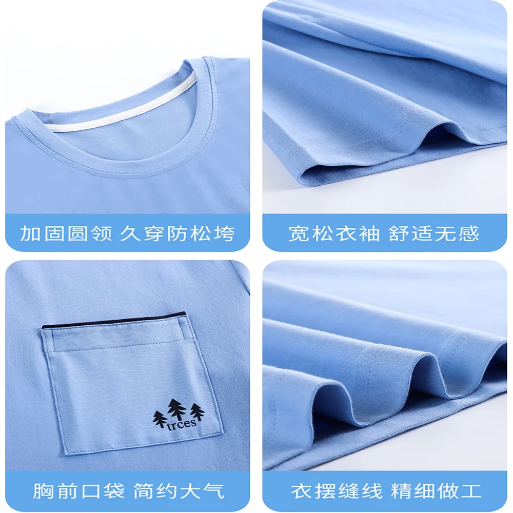 M-4XL Big Size Men's Pajamas Set 100% Cotton Summer Thin Short Sleeve Sleepwear Print Shorts Forest Style Casual Pijama Hombre