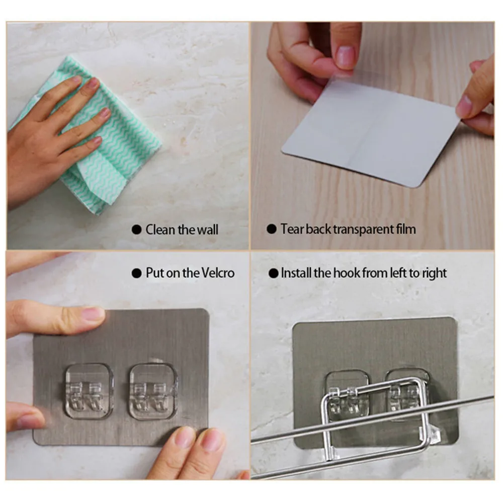 Self-adhesive Towel Holder Rack Kitchen Under Cabinet Towel Cup Paper Hanger Rack Organizer Bar Shelf Roll Holder Bathroom