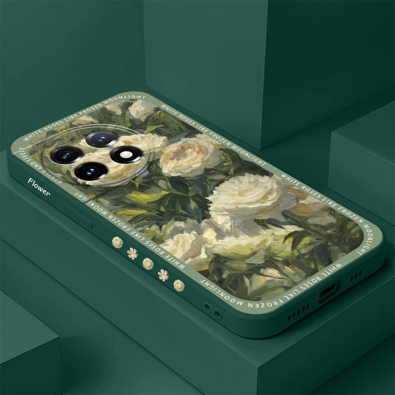 Elegant White Rose Phone Case - Premium Liquid Silicone Cover