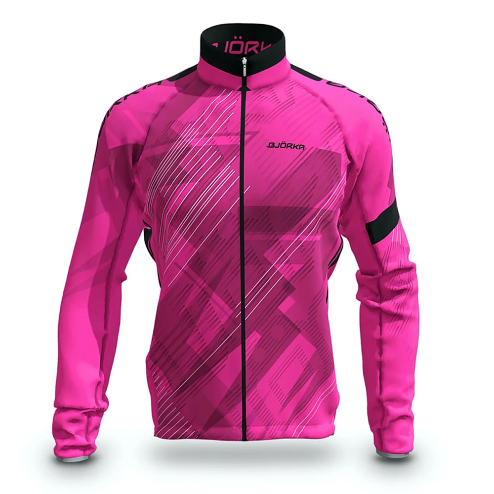 Winter BJORKA Cycling Long Sleeve Jackets 3 Rear Pockets Thermal Fleece Warm Jerseys Chaqueta Ciclismo Hombre Bike Uniform Tops