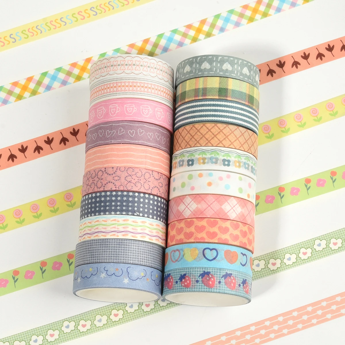 20 Rolls Skinny Washi Tape Scrapbooking School Supplies Basic Slim Decorative Adhesive Tape Stationery Decoration Masking Tape 5