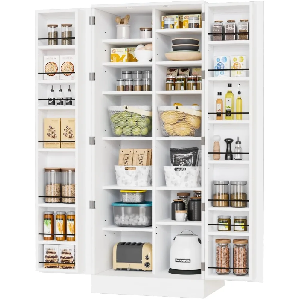 Pantry Cabinet,59" Tall White Kitchen Storage Cabinet with 2 Doors and Adjustable Shelves, Food Storage Freestanding Cupb 3