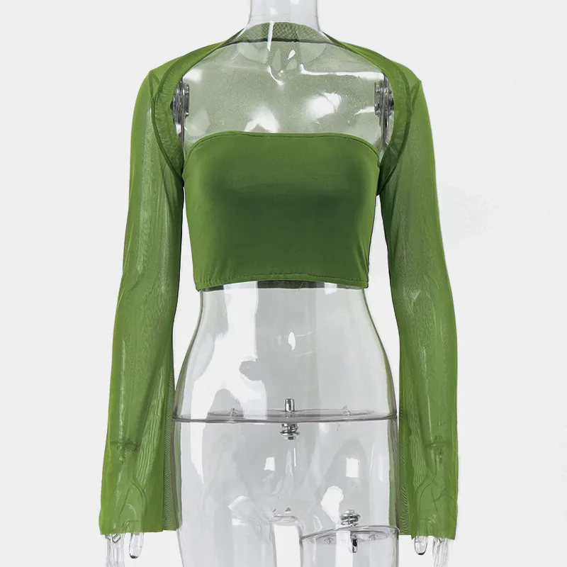 green mesh crop top