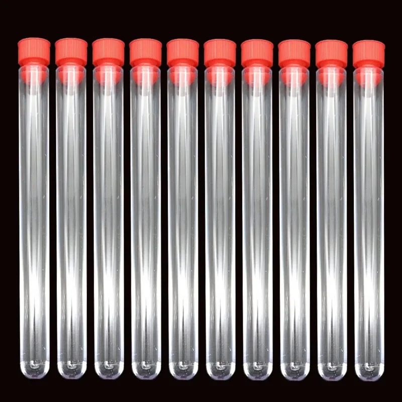 15x150mm Transparent Laboratory Plastic Test Tube Vial Airfoil plug School Laboratory Supplies 10 Pieces/Pack plastic test tubes
