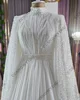 Chiffon Beaded Long Sleeve Muslim Wedding Dress for Bride Hijab Islamic Bridal Gowns High Neck Women Arabic Dubai Robe De Mariée 4