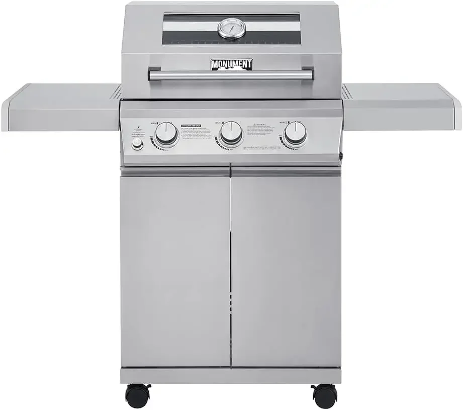 Large 3 Burner Propane Gas Grill with Storage