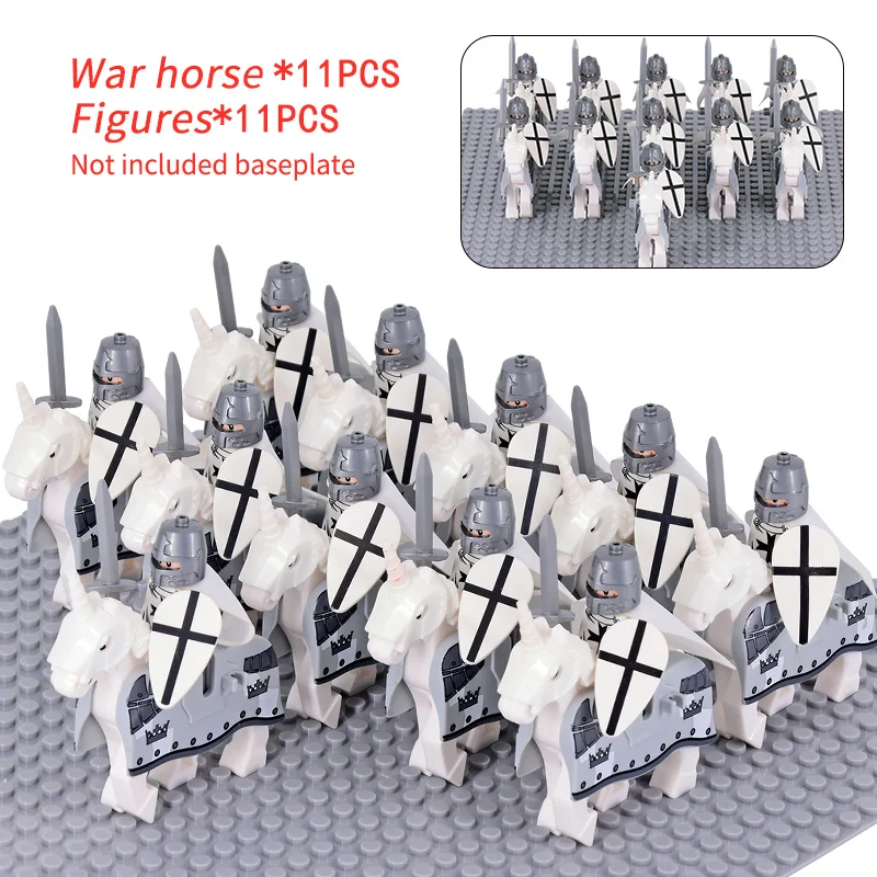 Medieval Military Sets Cavalry Figures Building Blocks Soldier Spartan Warrior Knights Roman Weapons Accessories Toys for kids 5