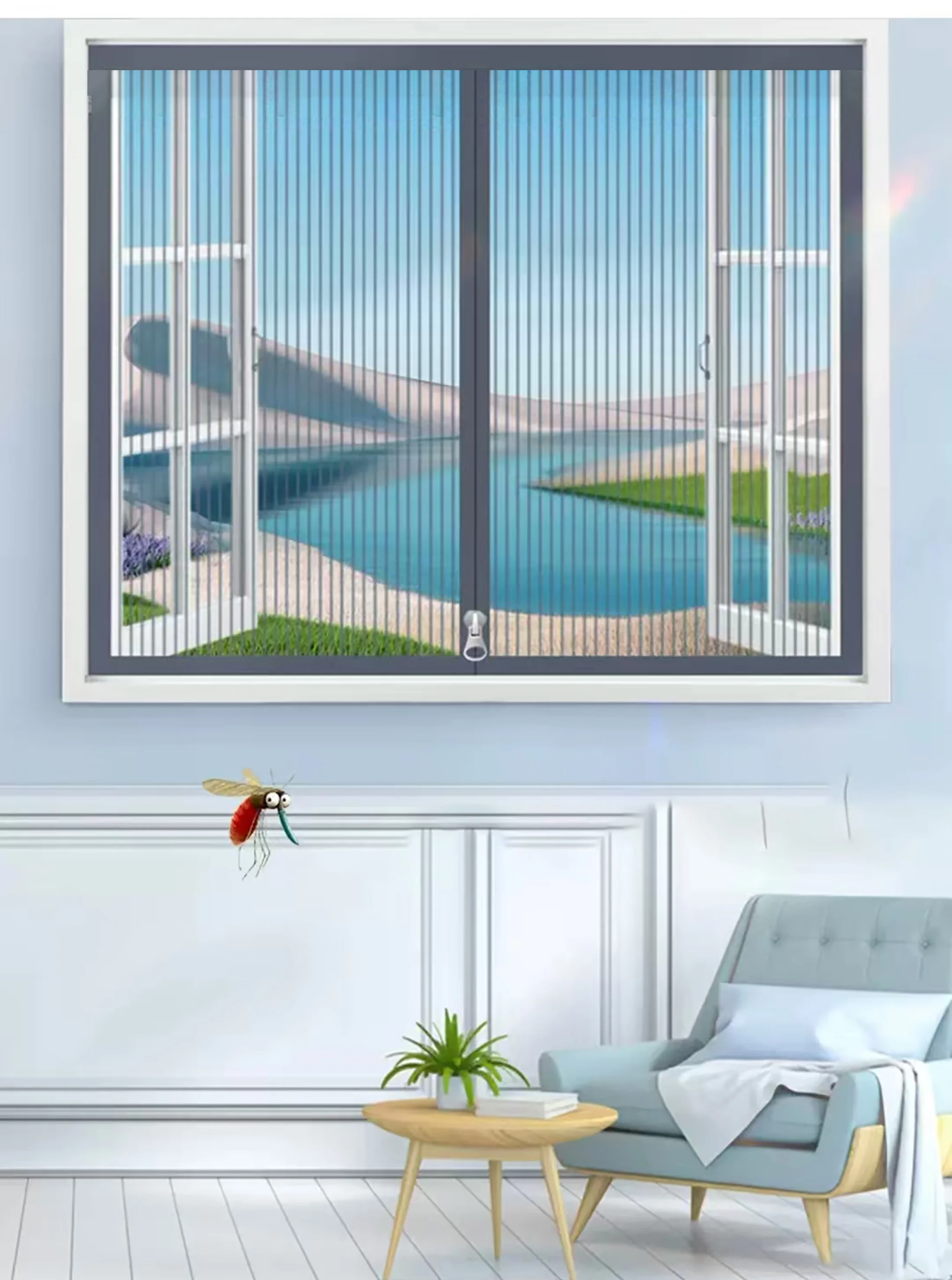 Description Picture 2 of itemZipper style diamond mesh mosquito net, door curtain, screen window, physical mosquito proof, multiple sizes can be customized