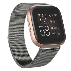 Premium Metal Milanese Replacement Band Strap for Fitbit Versa & Sense Series (Gun - col)