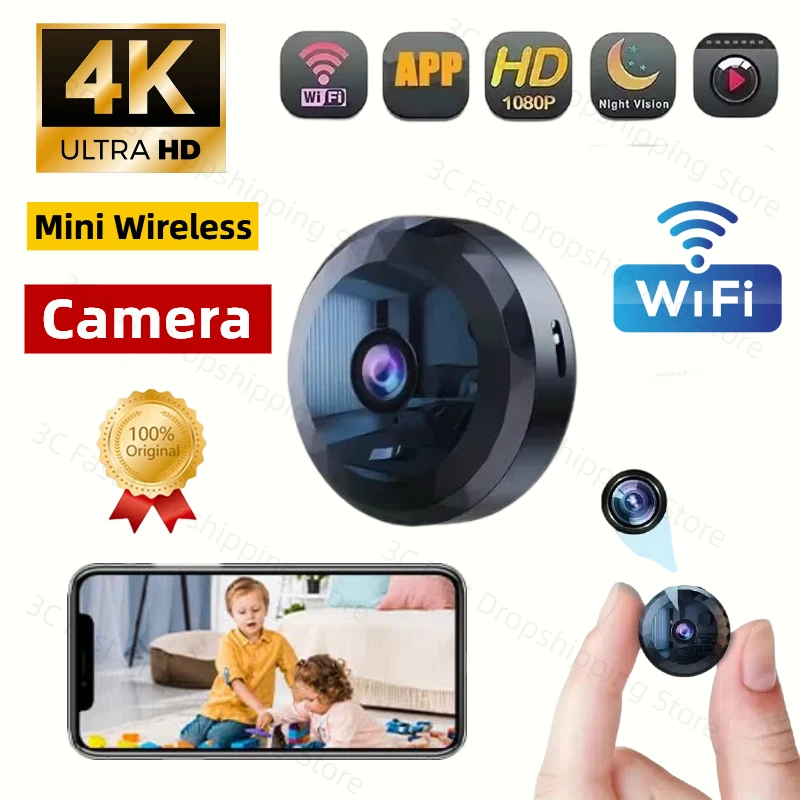 Mini caméra de sécurité wifi 4k avec audio et vision nocturne_voghion.com
