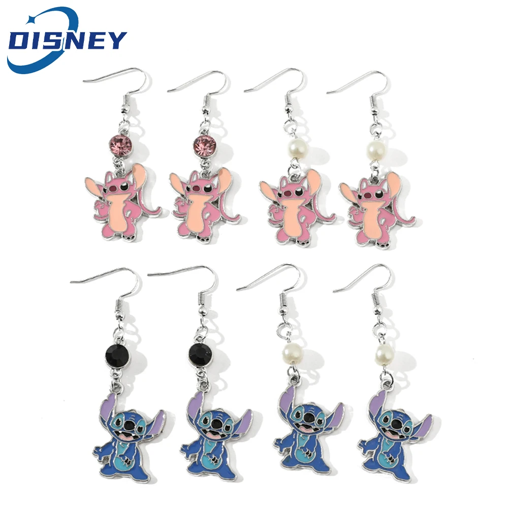 Disney-pendientes de Lilo & Stitch para mujer, aretes de dibujos