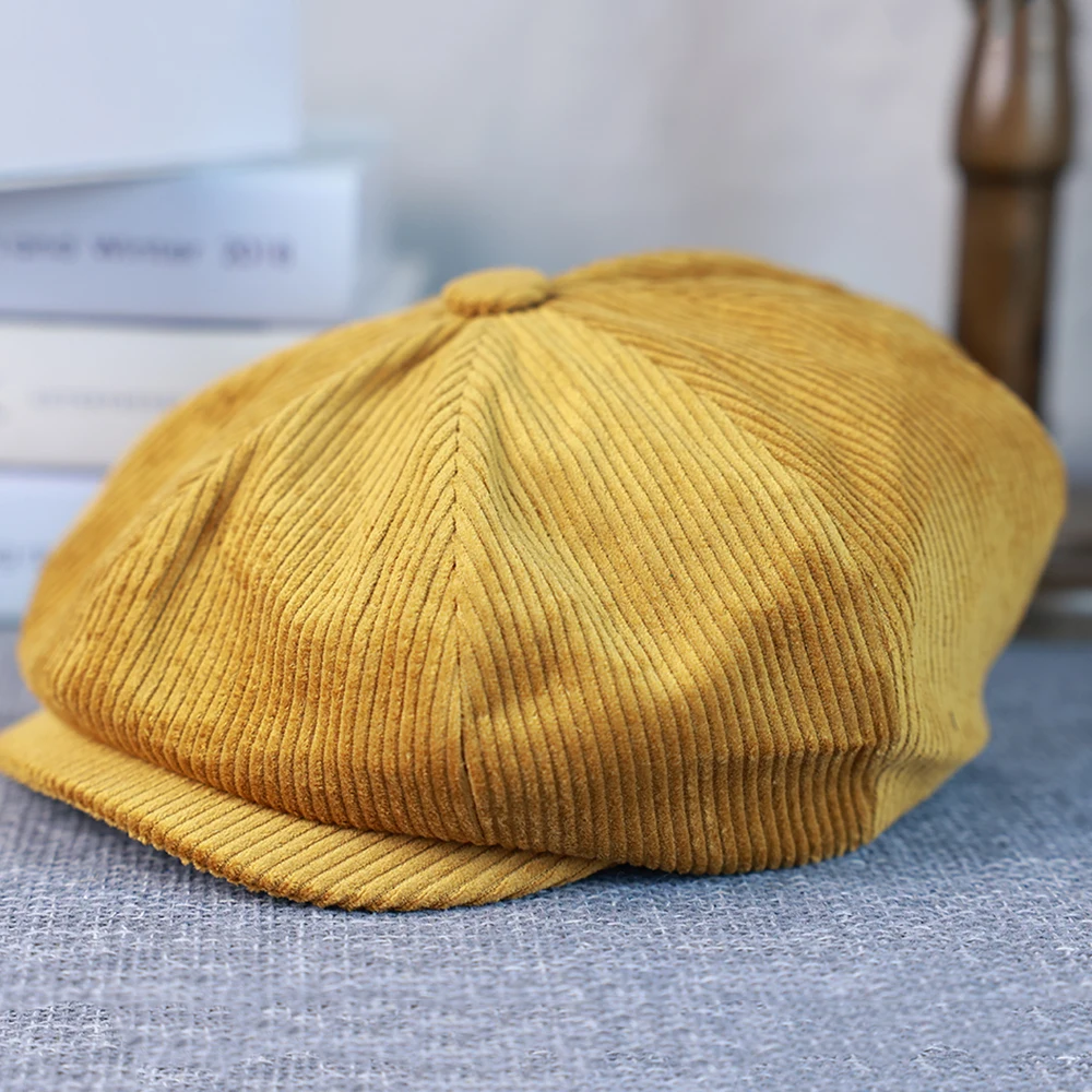 Neue Retro Winter Caps Für Männer Cord Hut Newsboy Frau Flache Kappe Männlich Warme Kappe Papa Im Freien Casual Achteckige Kappe Gatsby Hut 020 – Detail 13
