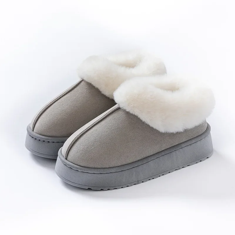 Anti-Rutsch-Schuh, dicker Plüsch, Schneestiefel, 2025, neue Damen-Winterstiefel aus Wildlederimitat, Plattformfell, zum Hineinschlüpfen, warme, mit Baumwolle gepolsterte Schuhe