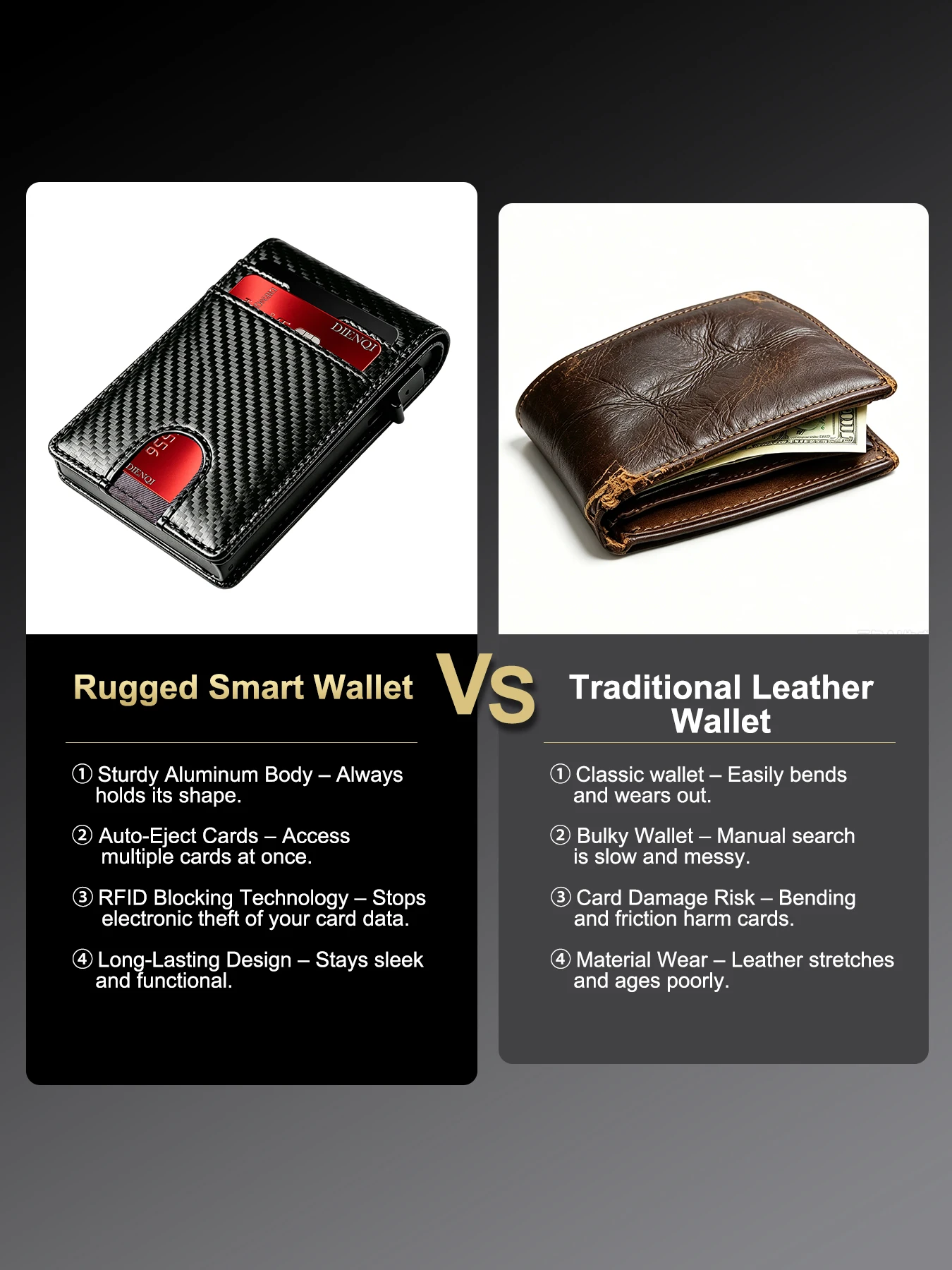 Magnetic Minimalist RFID Smart Wallet - Luxurious Metal Card Holder and Pop-Up Case